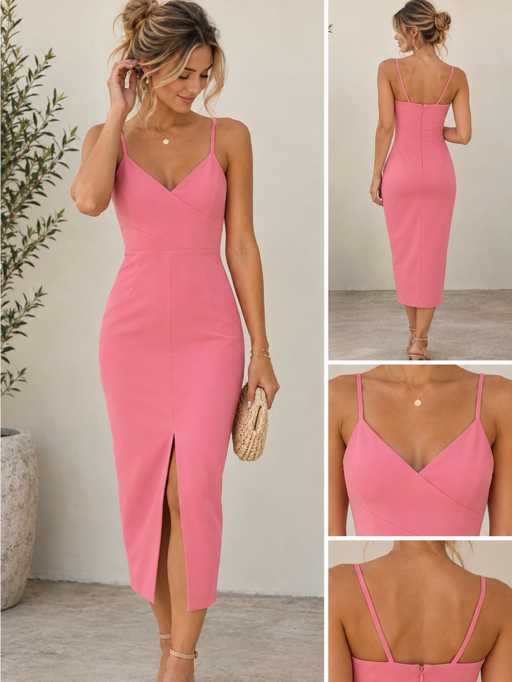 LIKELY Pink Midi Cocktail Dress Size 8